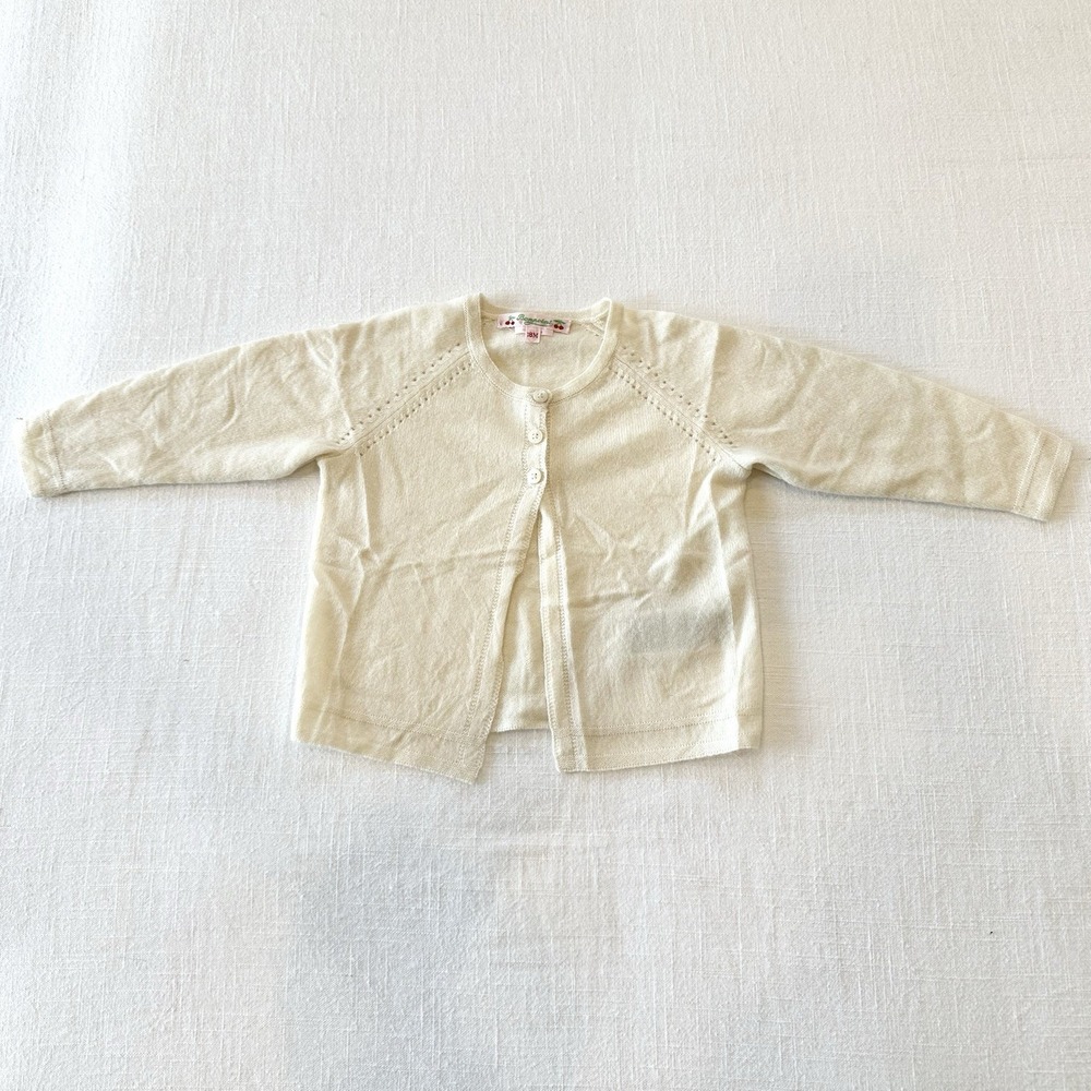 Bonpoint Cashmere Baby Cardigan Sweater 18M Milk White Ivory READ
